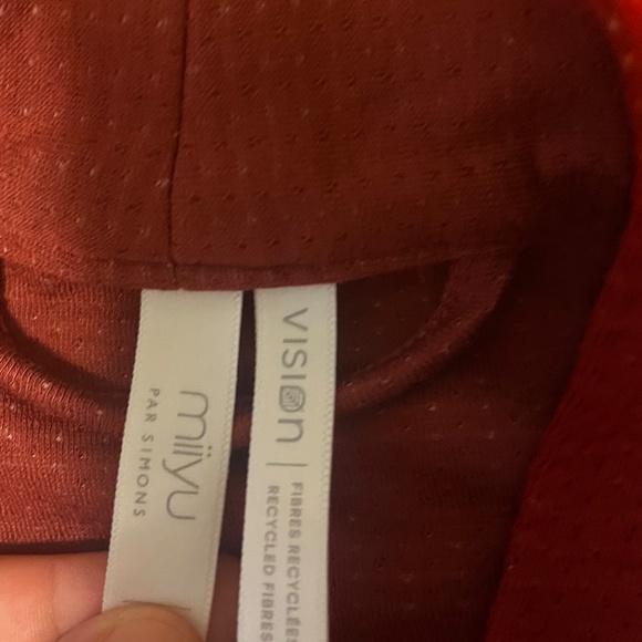 Eco-friendly burgundy and ecru stripes double-faced robe NWT - Picture 7 of 11